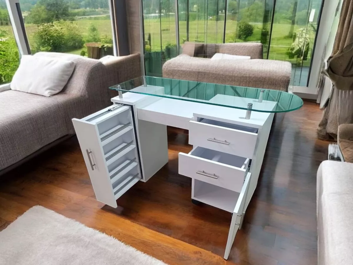 Mesa Para Uñas 120x40 Con Cristal Templado Bala