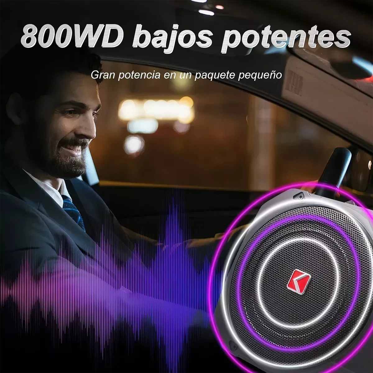 Bocina Subwoofer Amplificada 10 Pulgadas 800w Negra Para Auto/camioneta Bajos De Carro