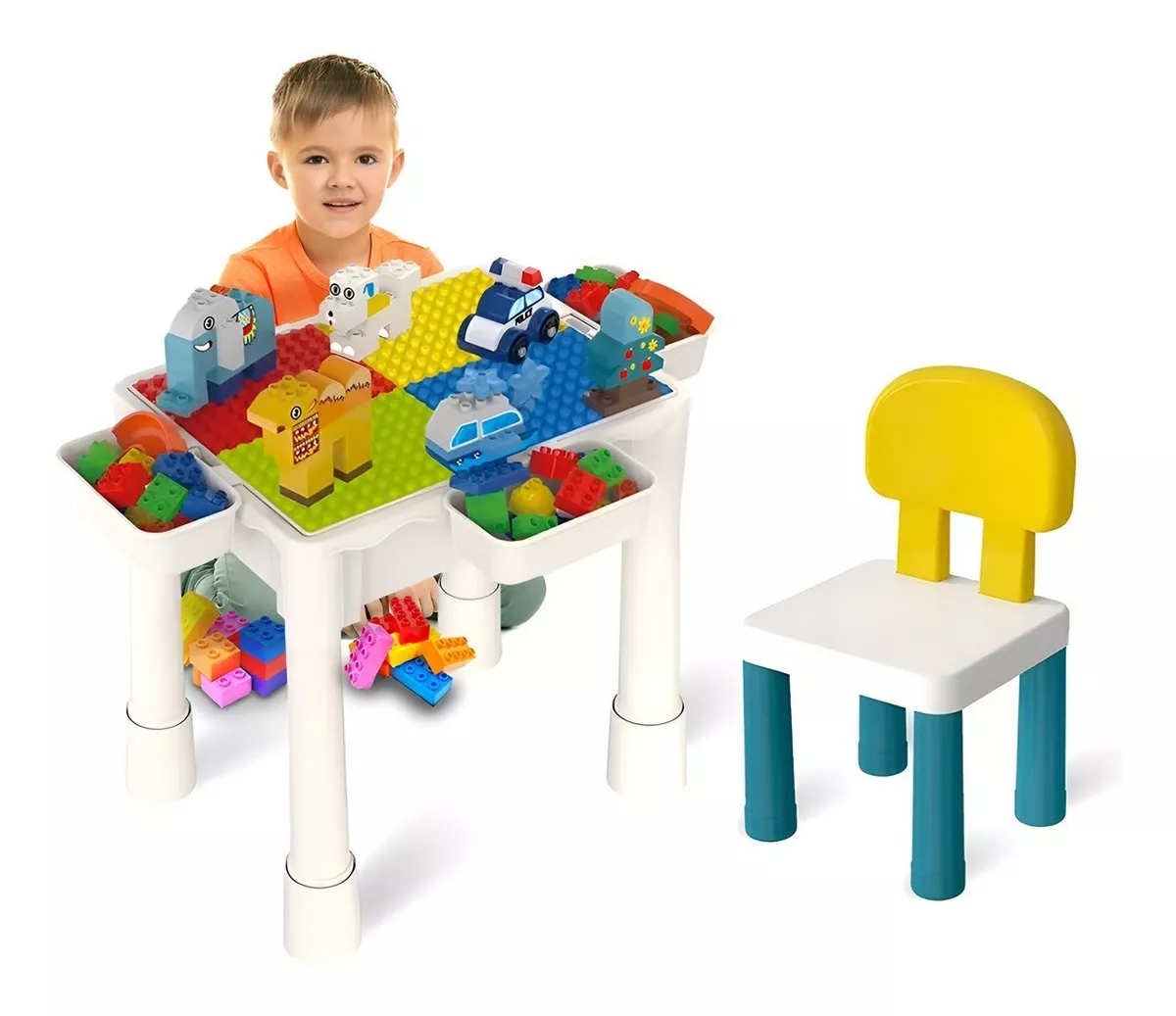 Mesa Didactica Con Juego De Bloques Para Ni&ntilde;os Incluye Silla
