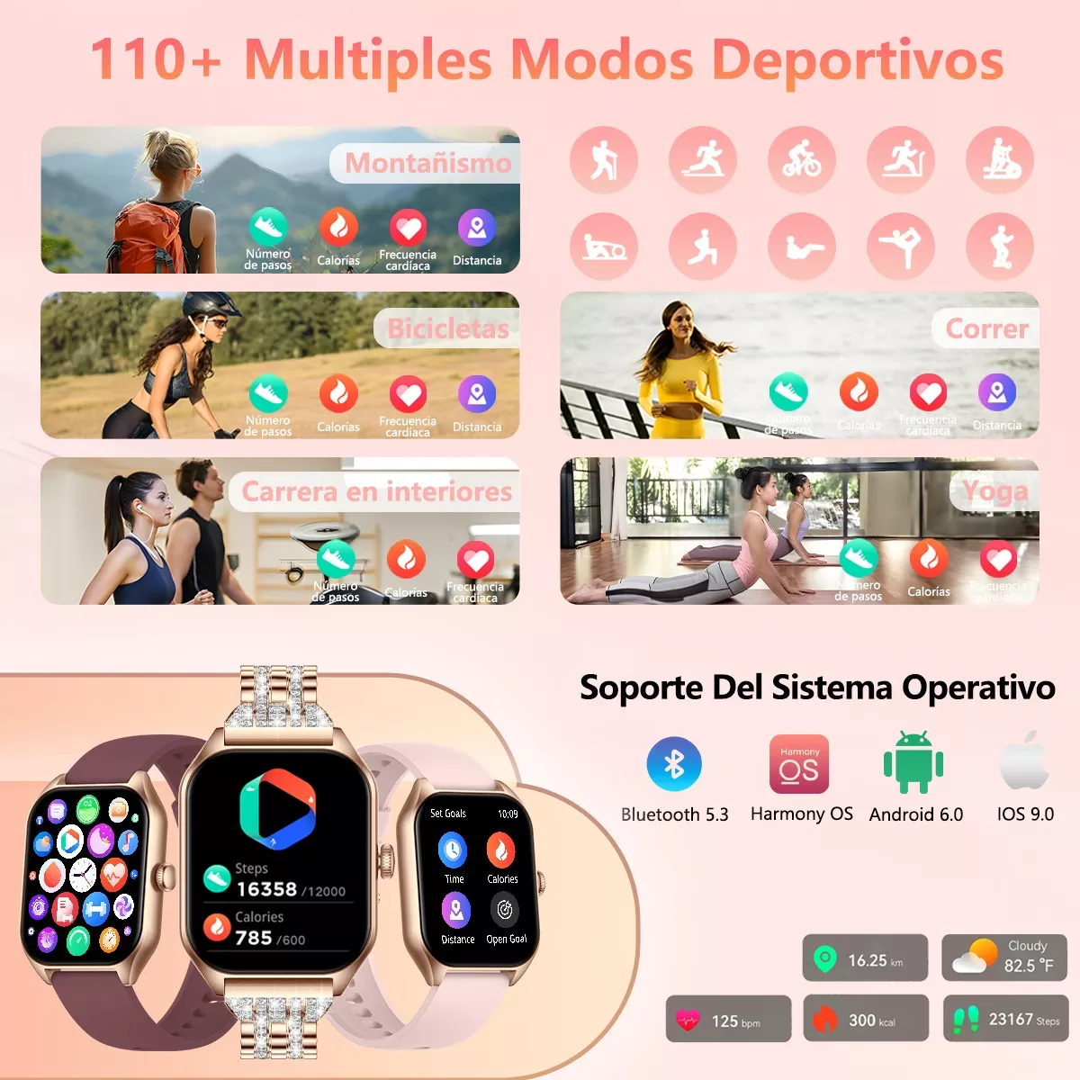Reloj Smartwatch 1.85 Mujer Relojes Inteligentes Smart reloj