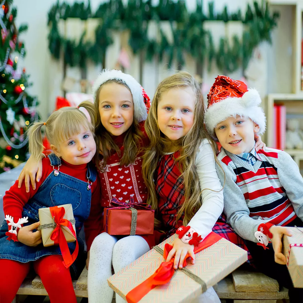 Juguetes Navideños, 12 Alces De Papá Noel Y Pulseras Luminos