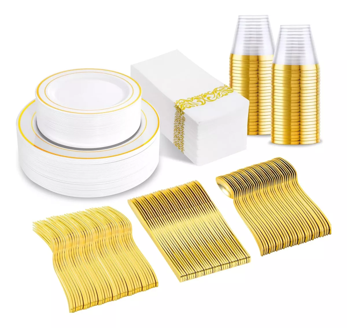 Juego De Vajilla Desechable Elegante Para 25 Personas. 175pz
