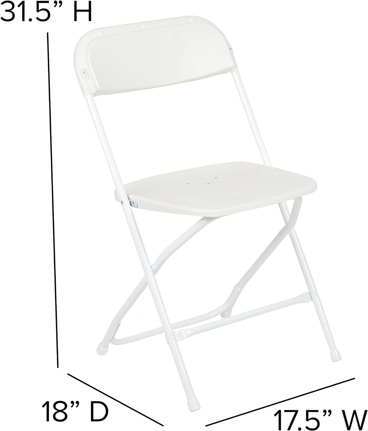 EMMA + OLIVER Juego de 10 sillas plegables de plástico-Silla plegable liviana y apilable con capacidad de peso de 650 LB en color blanco