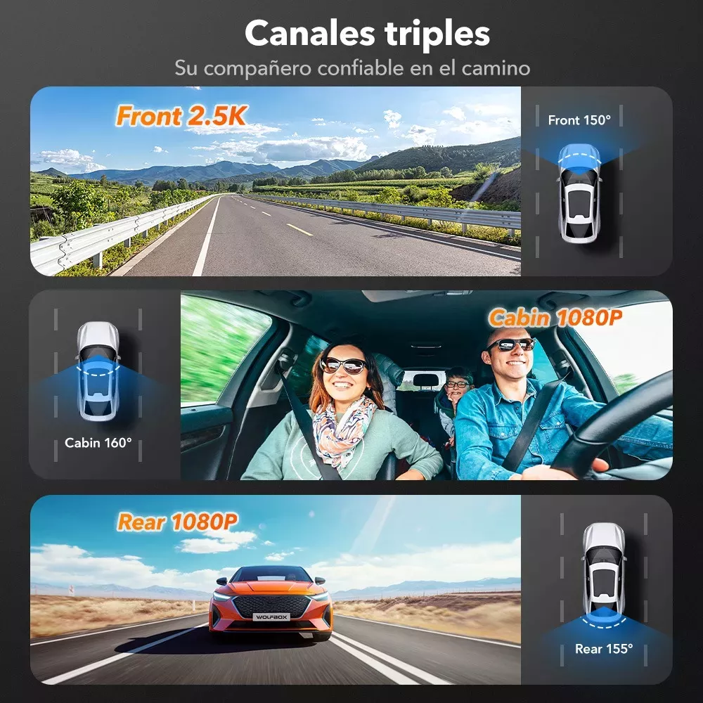 4k Cámara Para Auto 3 Channel Dashcam Con Wifi Gps Free 32gb