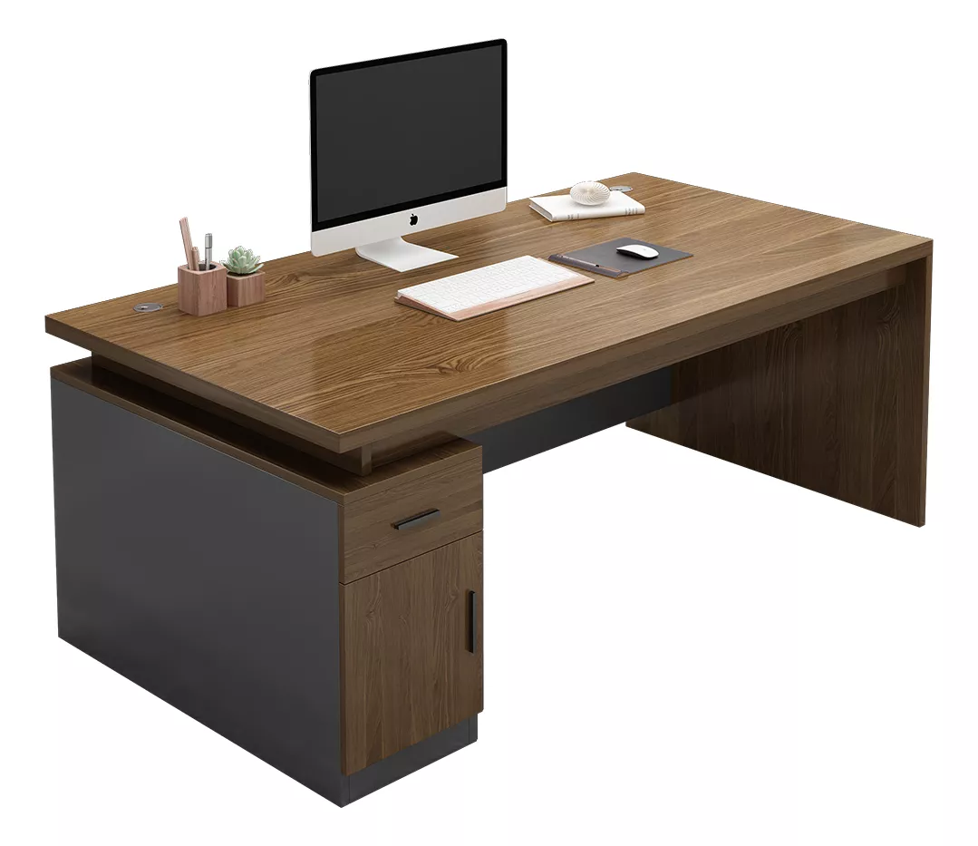 Escritorio Librero Madera Ejecutivo Para Pc Oficina Cajones