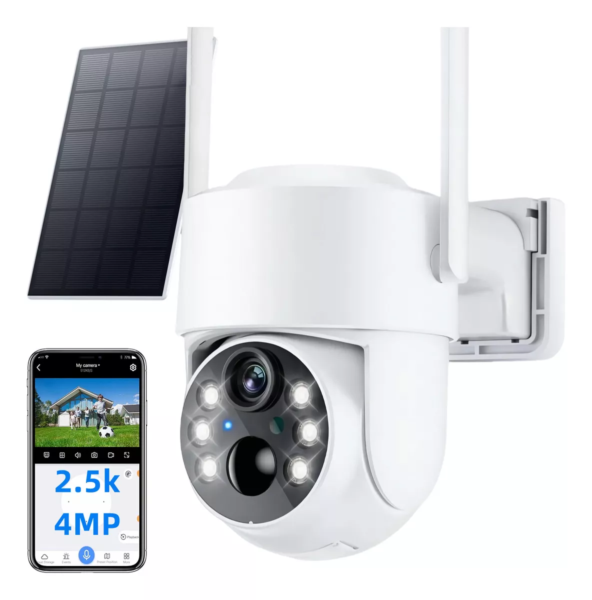 C&aacute;mara De Seguridad Solar Bater&iacute;as Hd Wifi Visi&oacute;n Alarma
