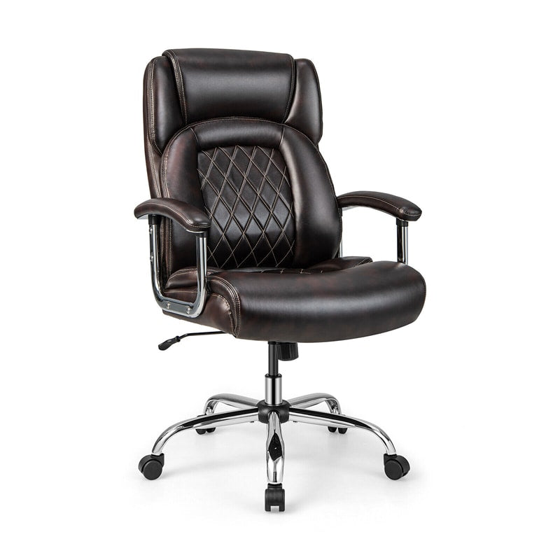 Silla de oficina giratoria de altura ajustable de 500 libras, silla de escritorio para ordenador, silla ejecutiva de piel sintética con Base de Metal resistente