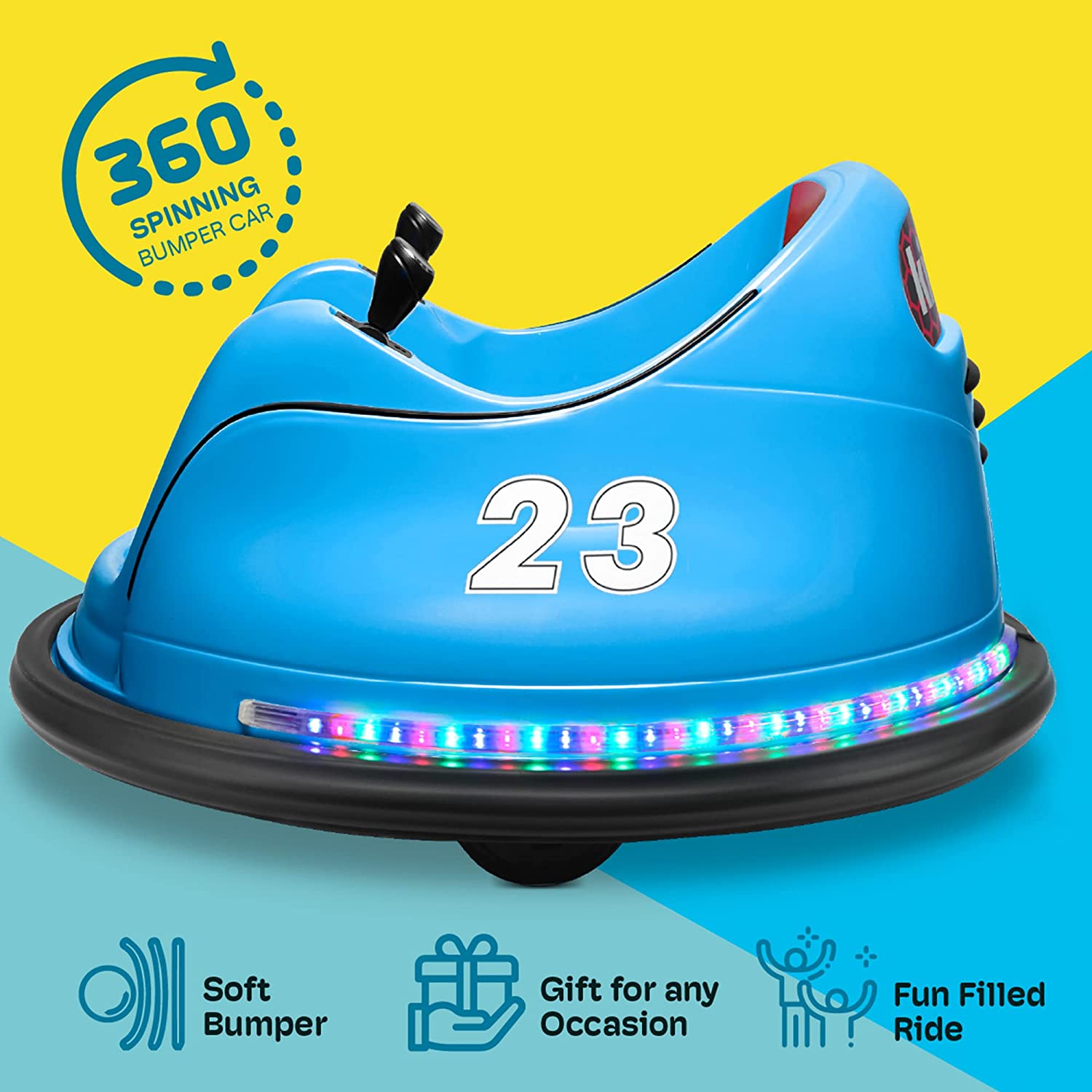 Kidzone Coche Eléctrico de 6 V con Parachoques para Nios y Nios Pequeos de 1,5 a 5 Aos, Adhesivo DIY, Juguete para Golpear Bebés, Regalos con Control Remoto, Luces LED y Giro de 360 Grados