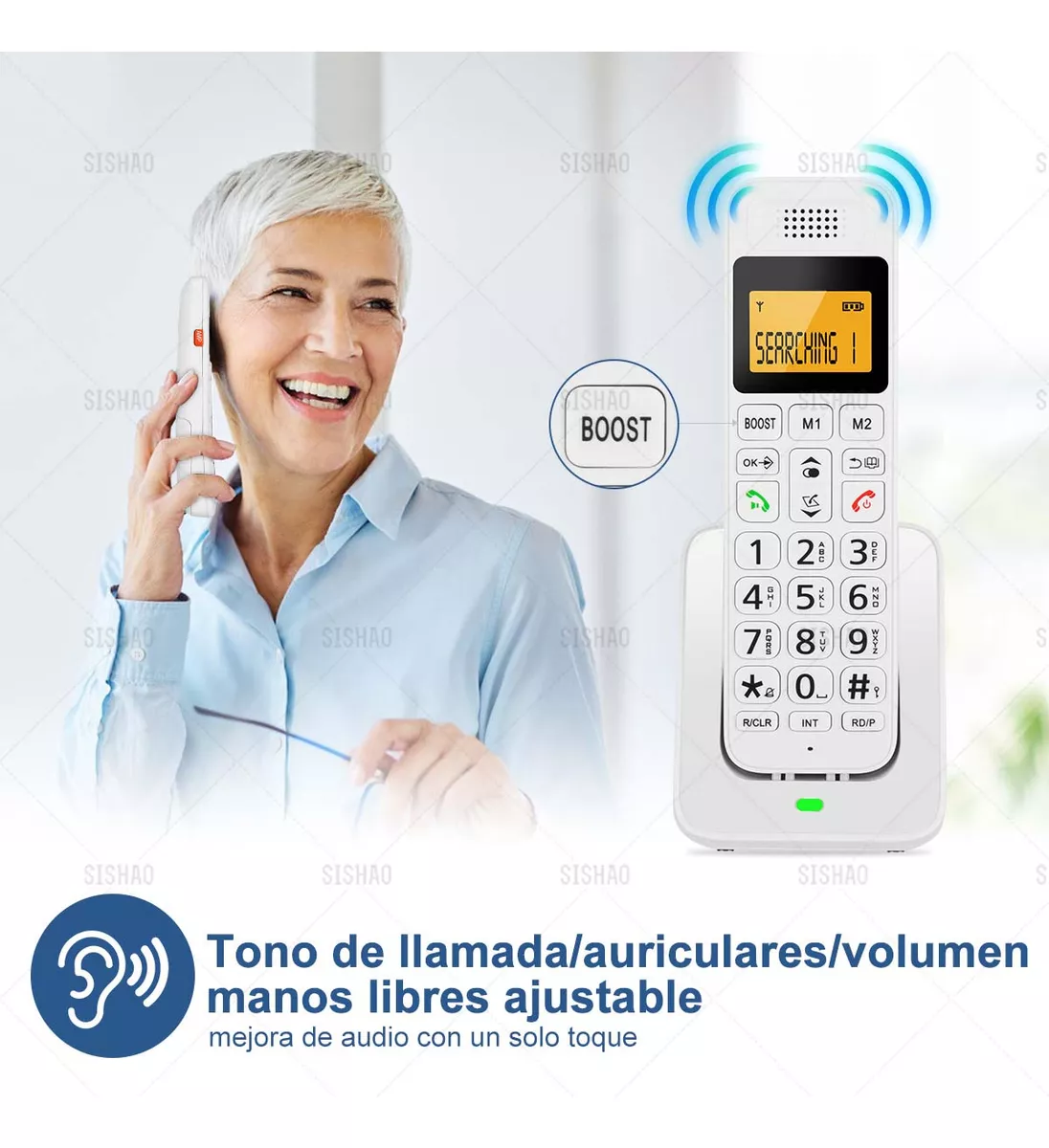 D1011 Teléfono Inalámbrico Con Lcd Y Amp Para Casa Oficina