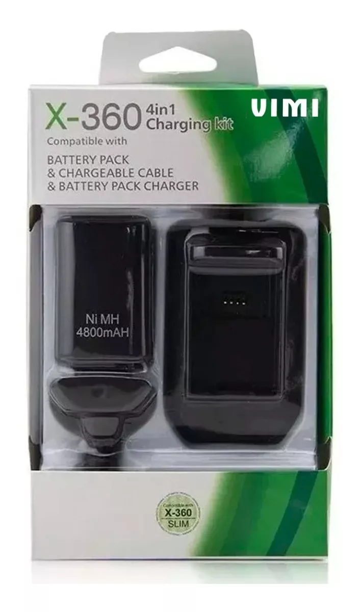 kit Bateria Cargador Cable Carga Y Juega 4800mha Xbox 360