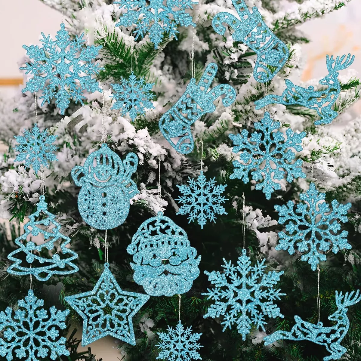 40pc Adornos De Copos De Nieve Decoraci&oacute;n Para Arbol Navidad