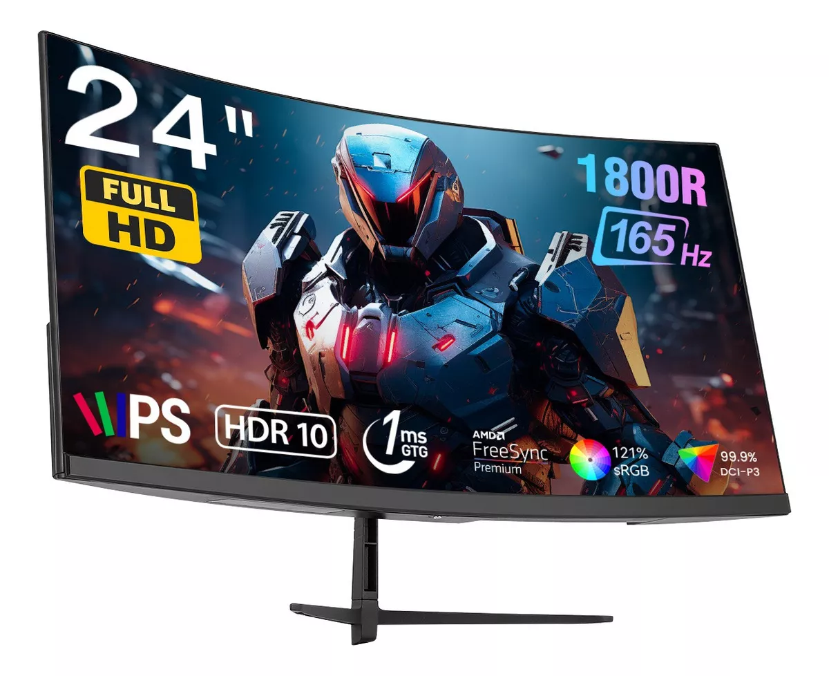 24'' Monitor Curvo Gamer 165hz Freesync 1800r Fhd Pc Hdr10