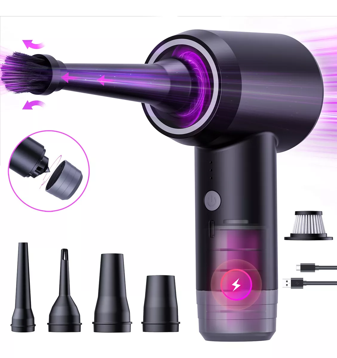kit Limpieza Pc Inal&aacute;mbrico Aire Soplador Plumero 50000rpm