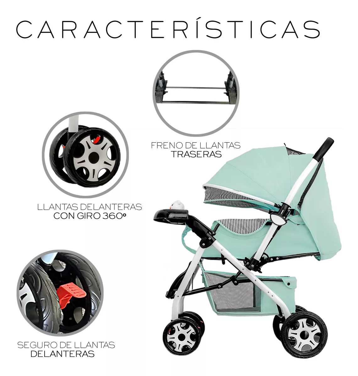 Carriola Plegable Para Bebé Reversible Reclinable Nube