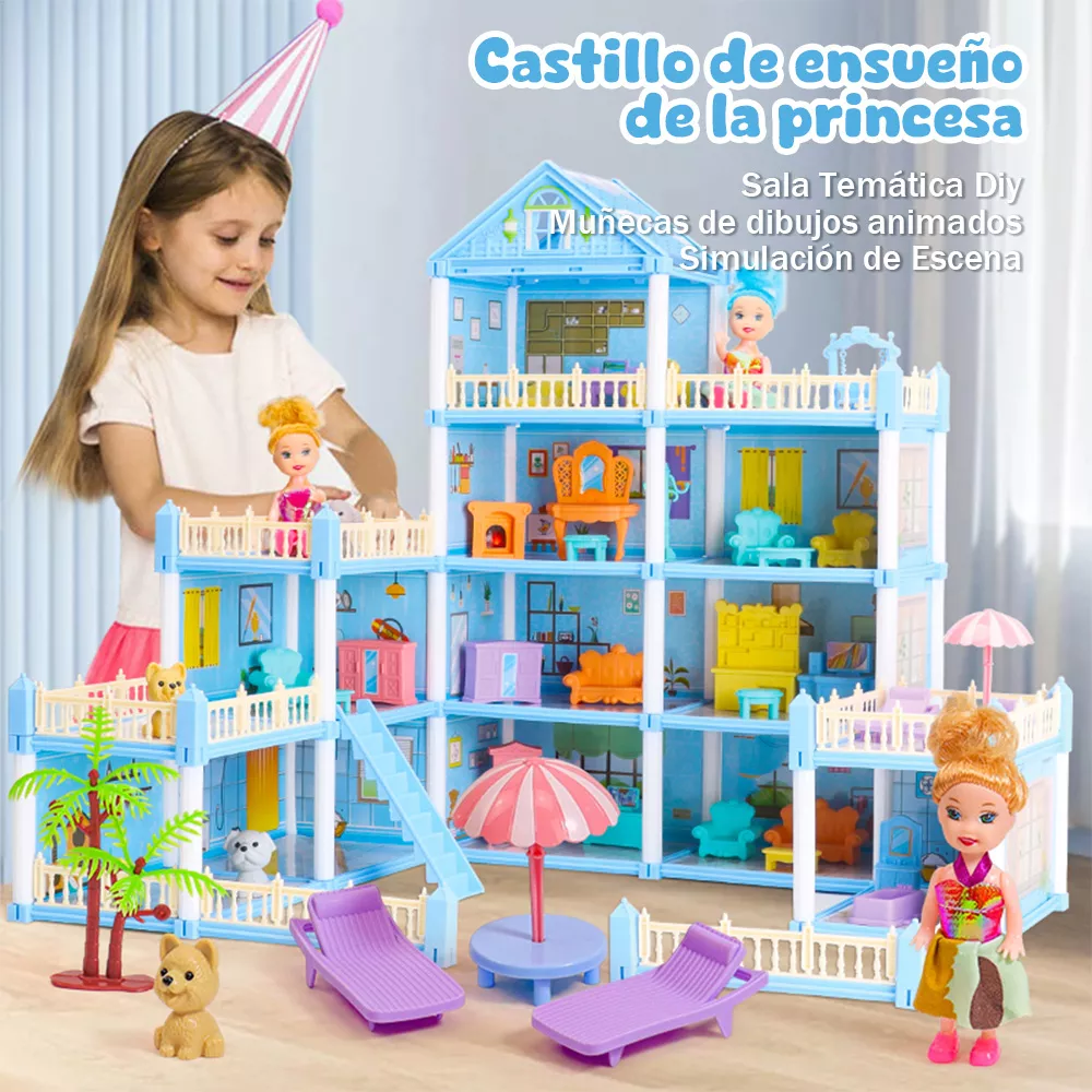 Casa Para Muñecas Con Muñecas Y Muebles Regalo Para Niñas