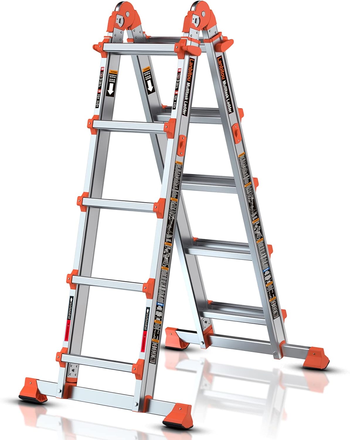 Ladder, A Frame 4 Step Ladder Extension, 14 FT Anti-Slip Multi Position & almacenamiento Folding Ladder, 330 lbs Security Load Telescoping aluminio Ladders para Stairs Indoor Outdoor Roof