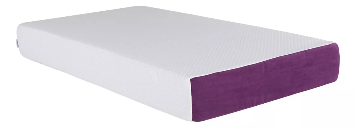 Colch&oacute;n Cuna Beb&eacute; Baby Good Memory Foam 140 X 95 color Blanco y Morado