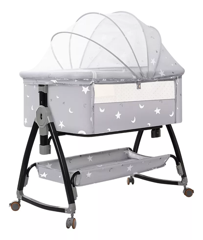 VANOW Cuna Mois&eacute;s Plegable Port&aacute;til Mosquitero Bebe Colchon Ni&ntilde;os color Gris Dise&ntilde;o 1