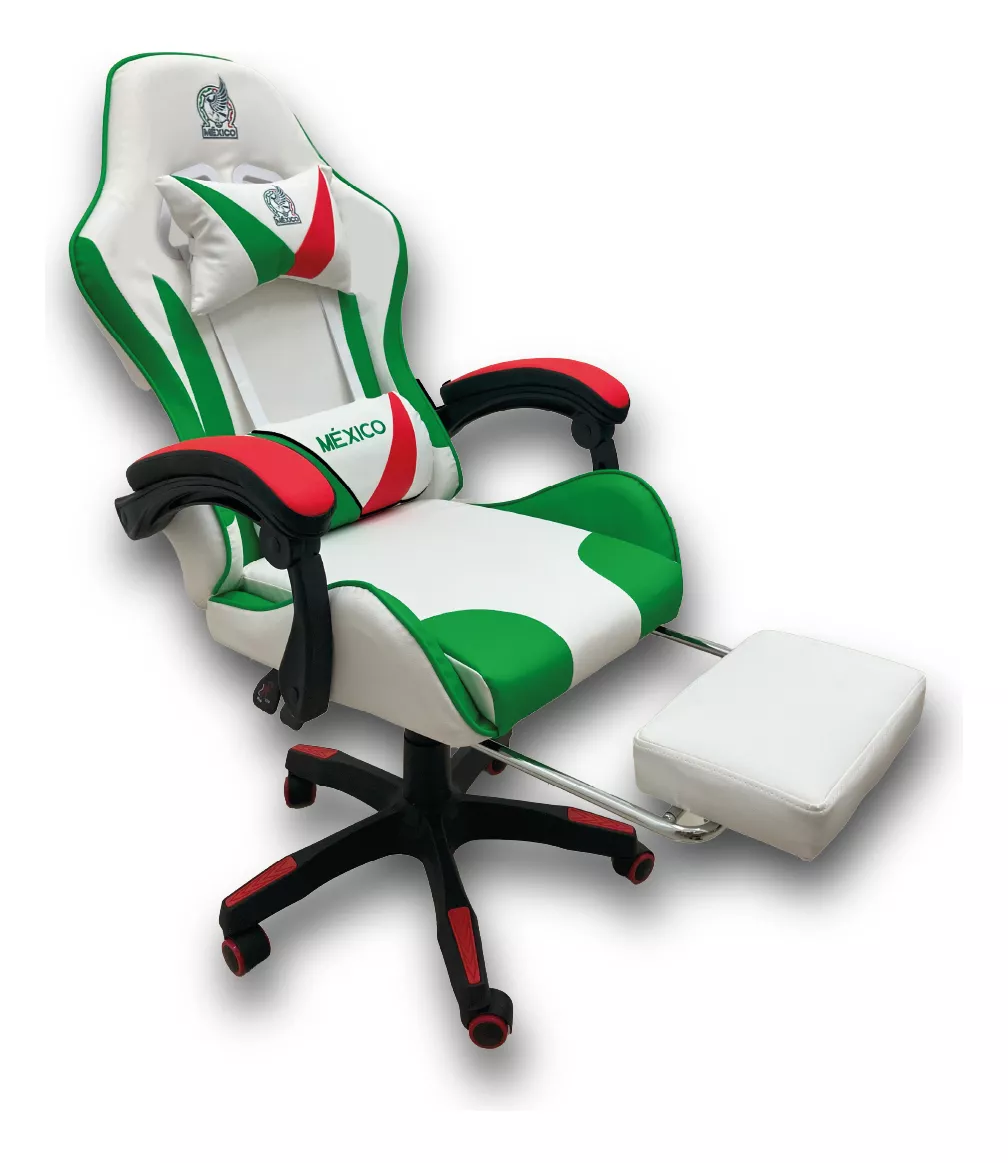 Silla Gamer De Escritorio Ergon&oacute;mica Mexico Del Tri Fmf Oficial Reposapi&eacute;s Reclinable Giratoria Altura Ajustable Logos Bordados color Blanco material Del Tapizado Cuero Sint&eacute;tico Premium