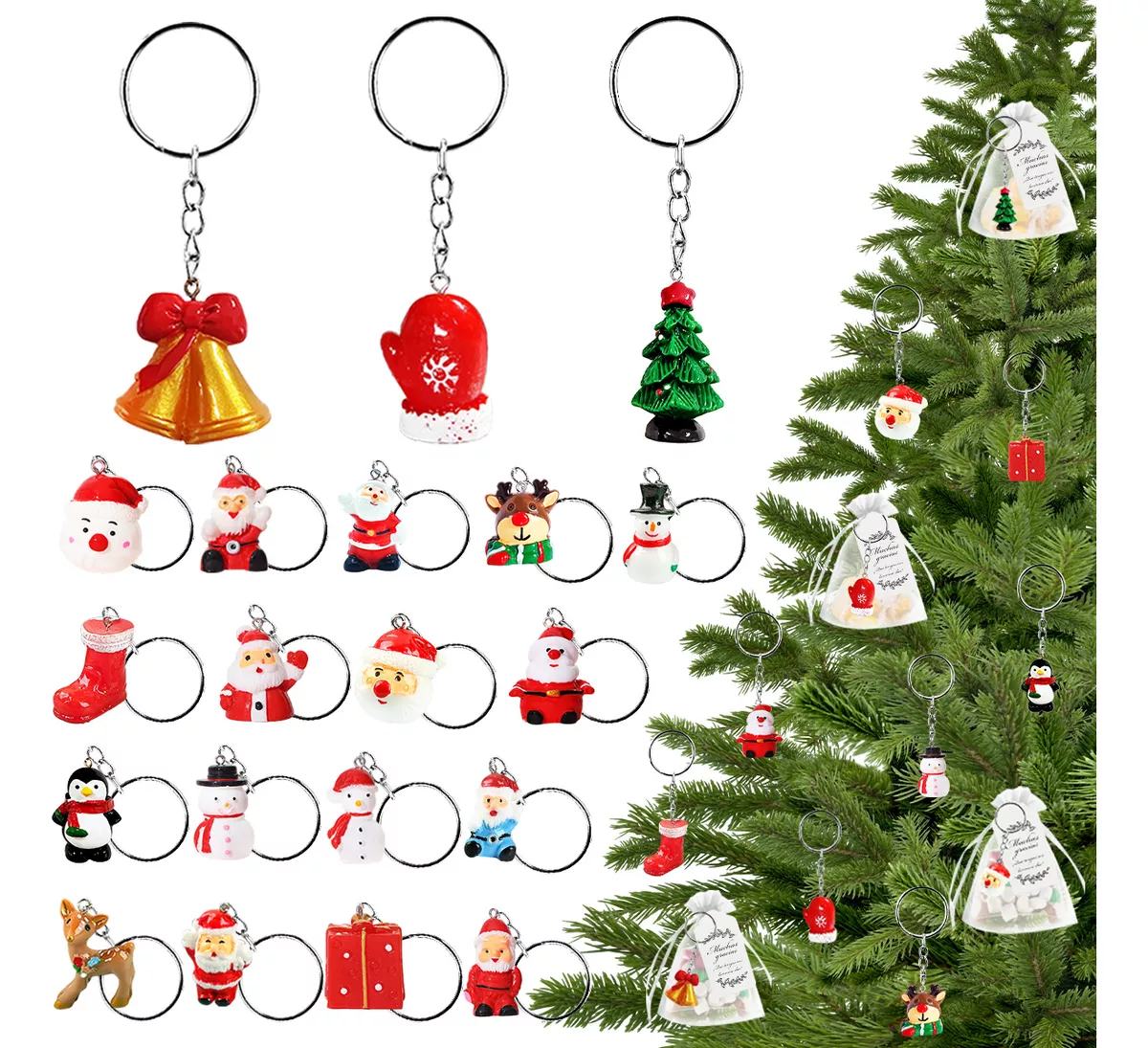 20 Pzs Adornos Arbol Navidad Navide&ntilde;os Llaveros Decoraci&oacute;n