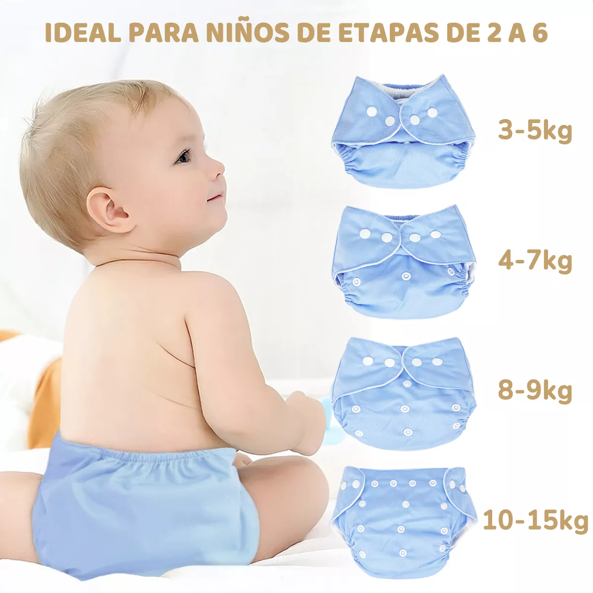 12 Pañales Ecológicos Reutilizables De Tela 12+12 Insertos