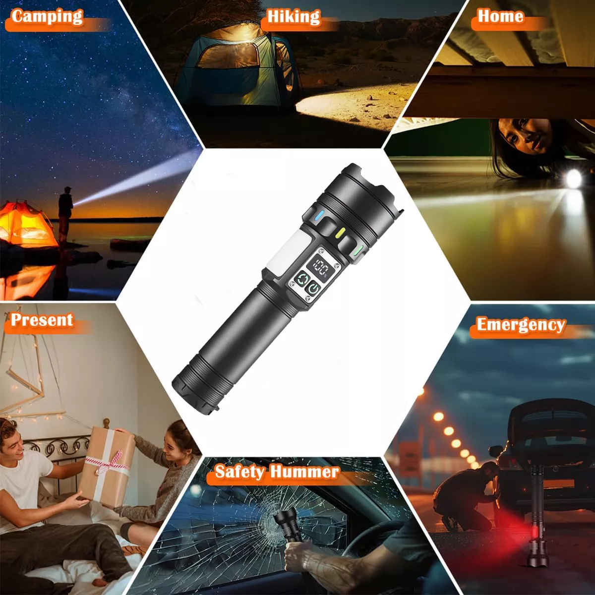 Lámpara Táctica 120000 Lúmenes Led Linterna Táctica Camping