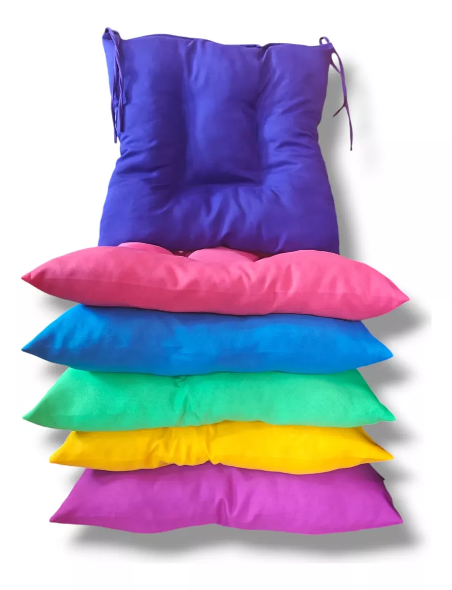 6 Cojines Para Sillas 42x42x7cm Con 4 Cintas De Sujeci&oacute;n