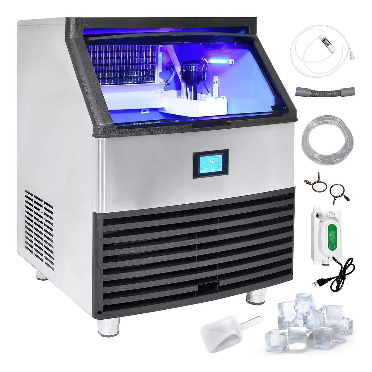 Maquina Fabricadora Hielo Comercial 130 Kg Dia Restaurante color Plata