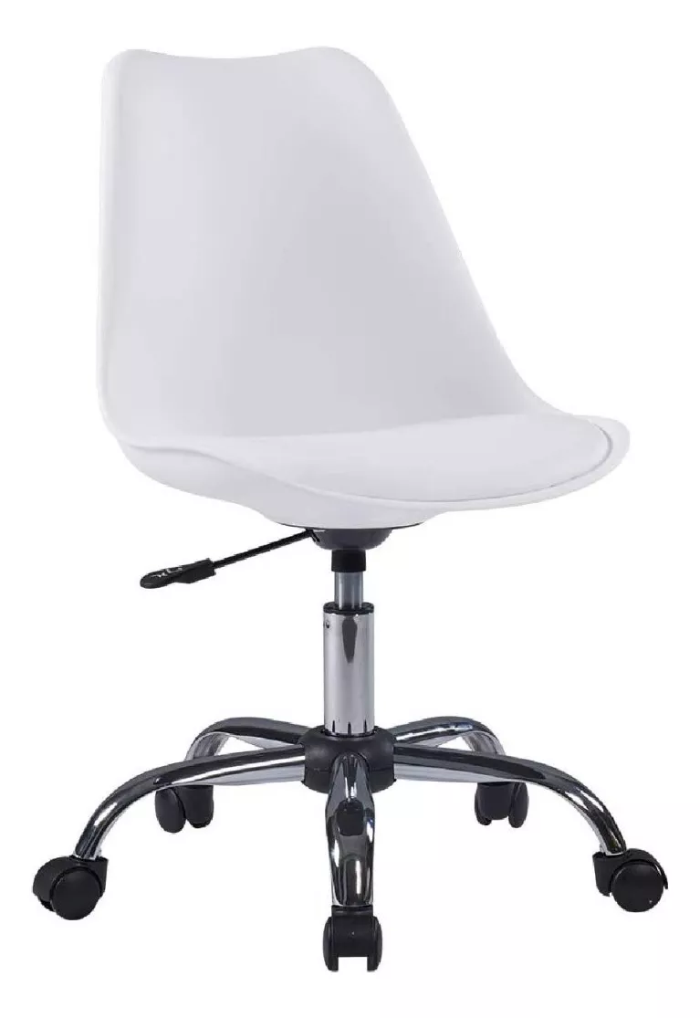 Silla Eames De Oficina Acolchonada Altura Ajustable color Blanco material del tapizado Cuero sint&eacute;tico