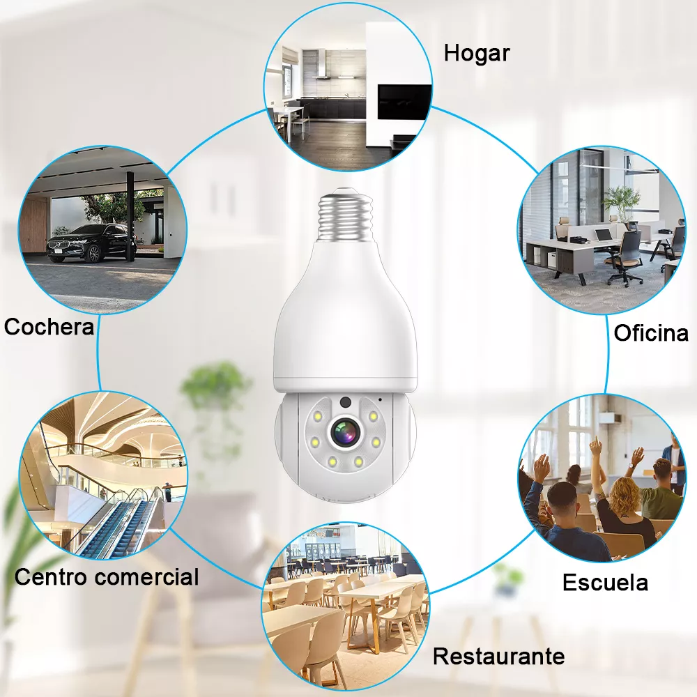 Nanwei Foco Con Camara De Seguridad Wifi, 2mp Camara De Foco, Icsee O Tris App, Base E27, Audio Bidireccional, Visión Nocturnadetección De Movimiento Con Alerta, Compatible Con Alexa