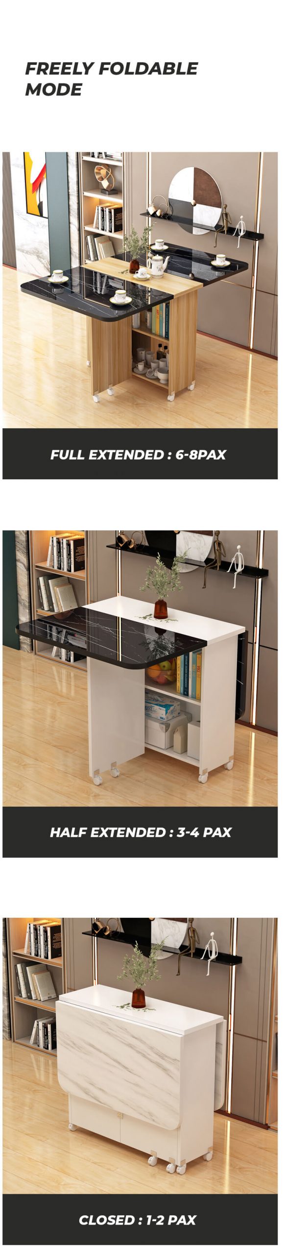 Mesa de comedor de expansión moderna