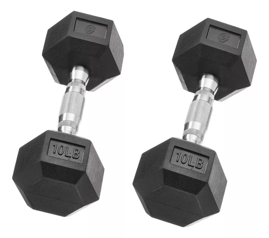 Par De Mancuernas Sportisimo 10 Libras Pesas Acero Hexagonal color Negro