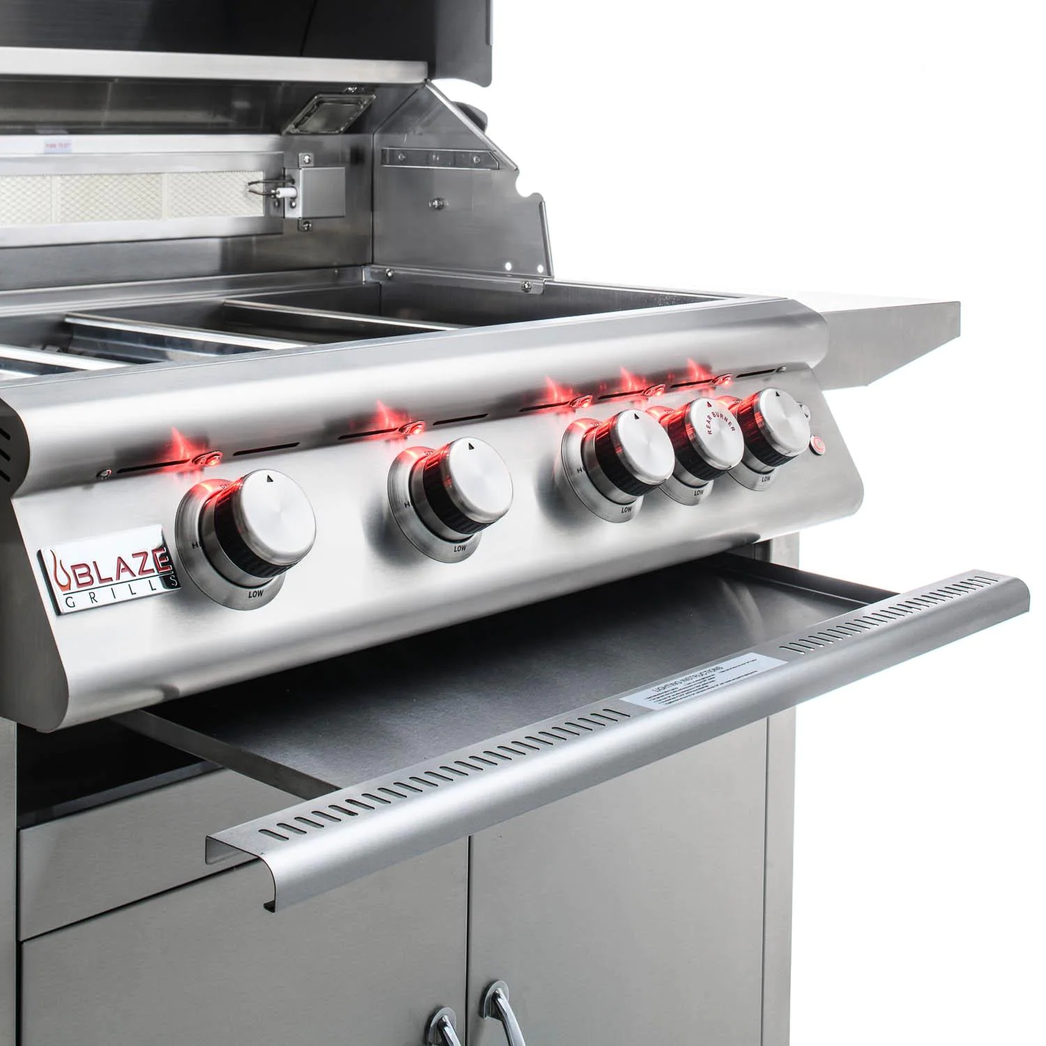 Blaze Premium LTE Parrilla de gas propano de 4 quemadores de 32 pulgadas con quemador infrarrojo trasero y luces de parrilla-BLZ-4LTE2-LP