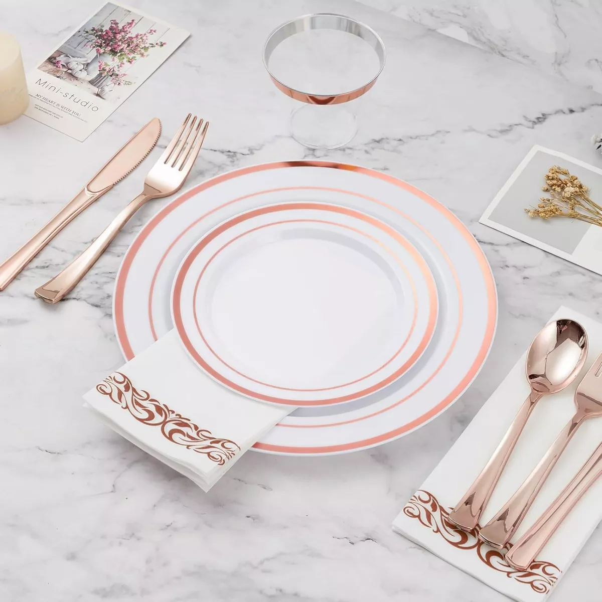 Juego De Vajilla Desechable Elegante Para 25 Personas. 175pz