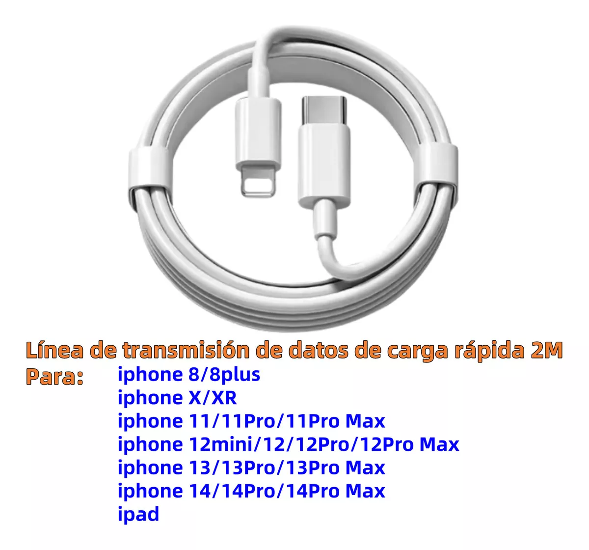 2m Cable Para iPad iPhone 11 12 13 14 De Carga Rápida Conjunto