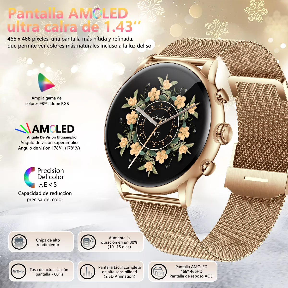 Smartwatch Mujer Amoled Reloj Inteligente Bluetooth Llamada