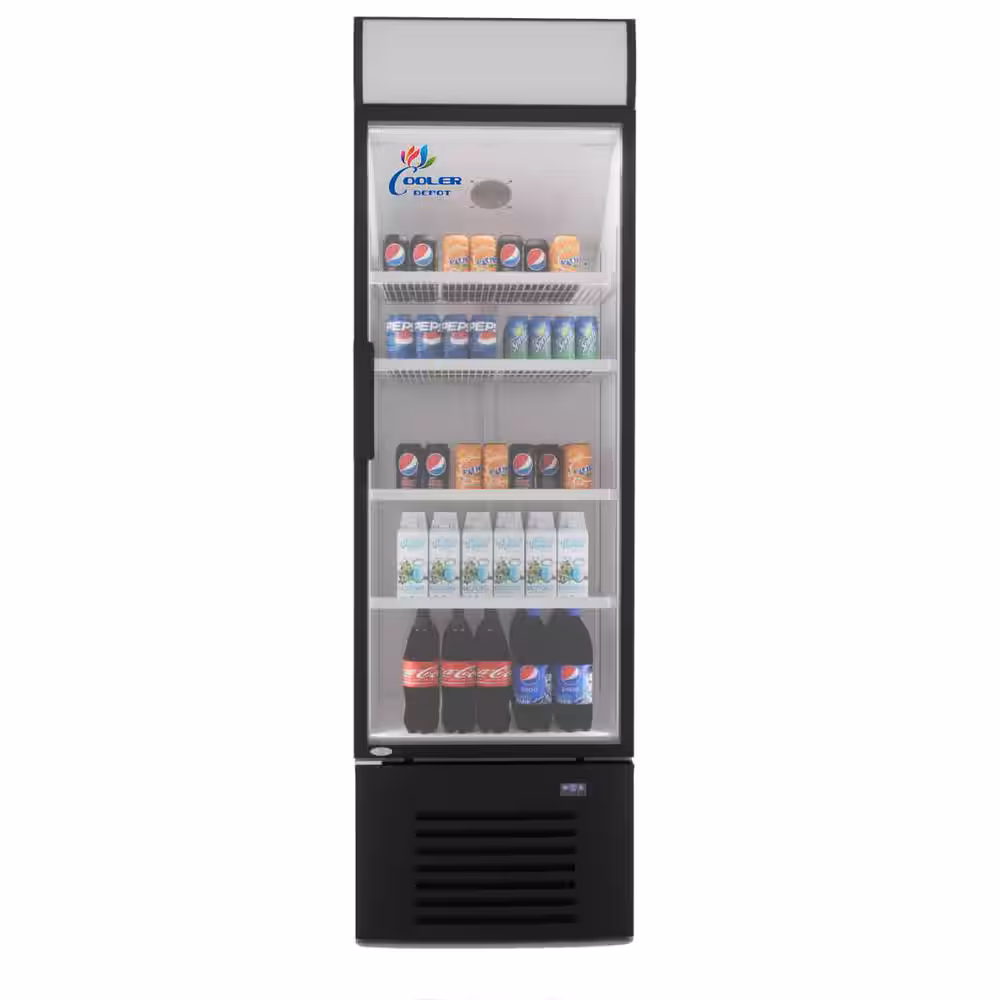 Cooler Depot 25 in. W 15.5cu.ft Commercial Merchandise Upright Display Single Glass Door Beverage Refrigerator cooler in White CD-430S