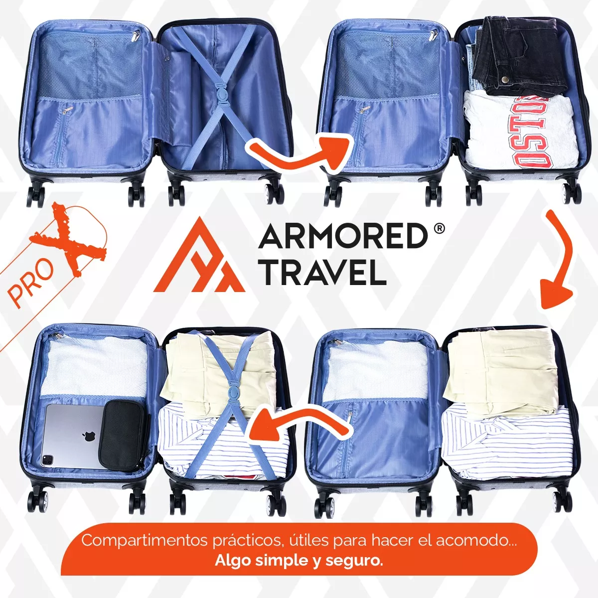 Maleta Viaje Carry On 20p 10 Kg Expandible Candado Tsa Pro-x