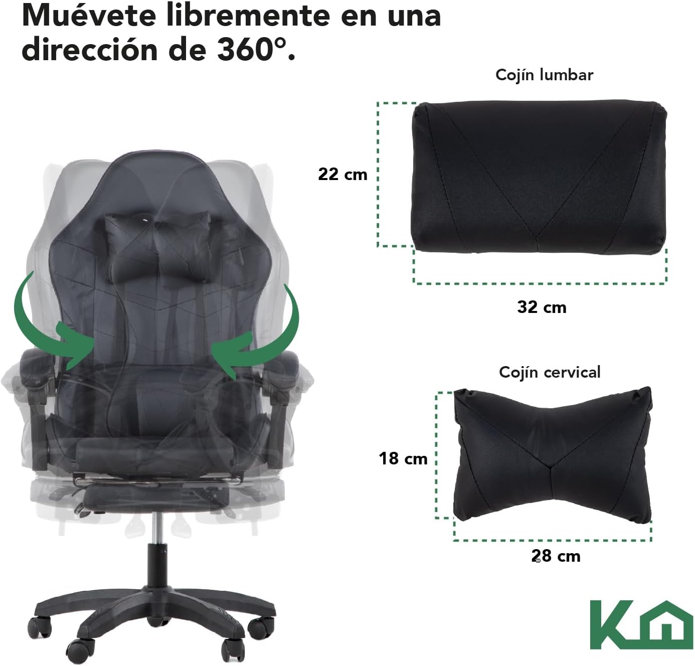 Kingshouse | Silla ergonómica reclinable para juegos