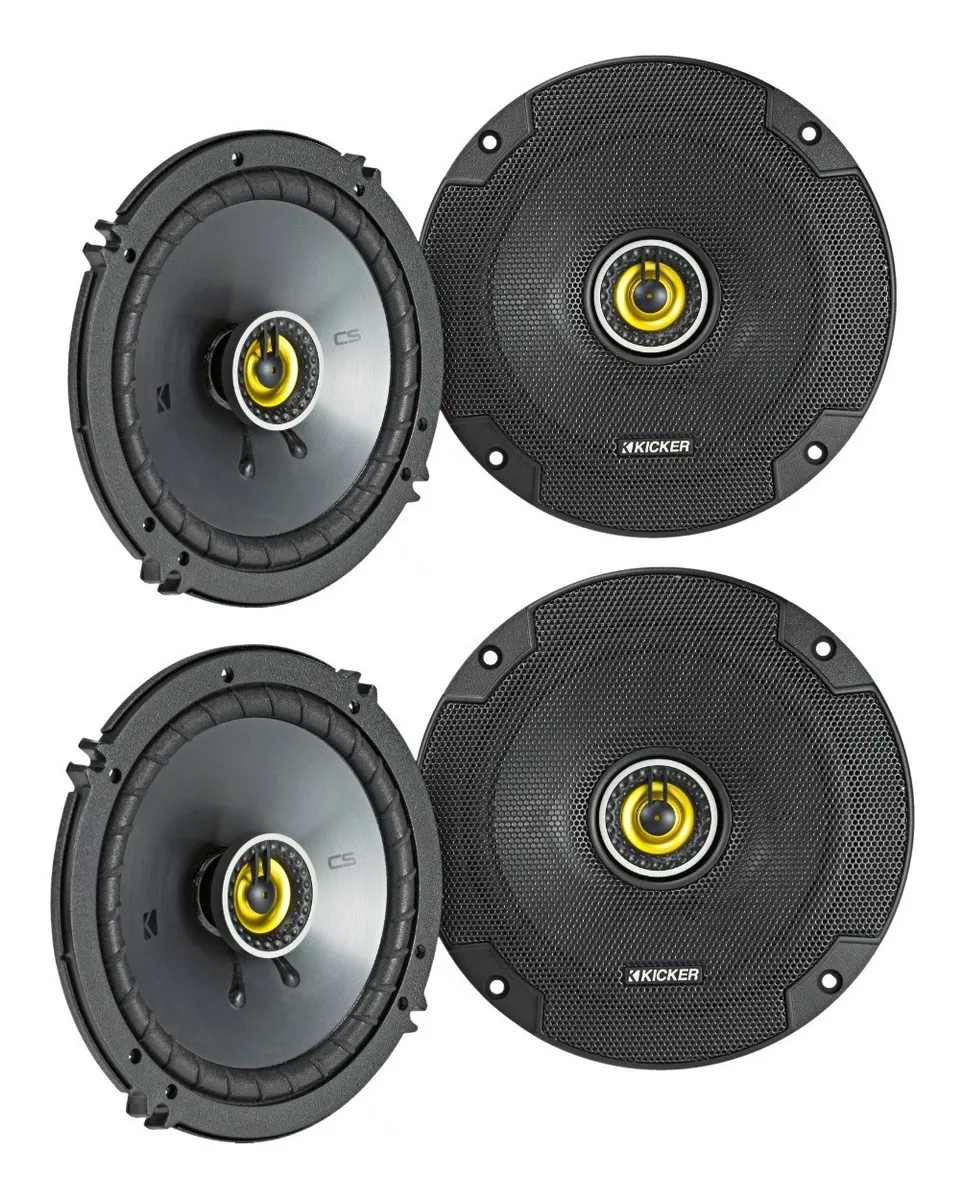 Paquete 4 Bocinas Kicker 6.5 Pulgadas Csc654 2 Vias 300w Max color Gris oscuro