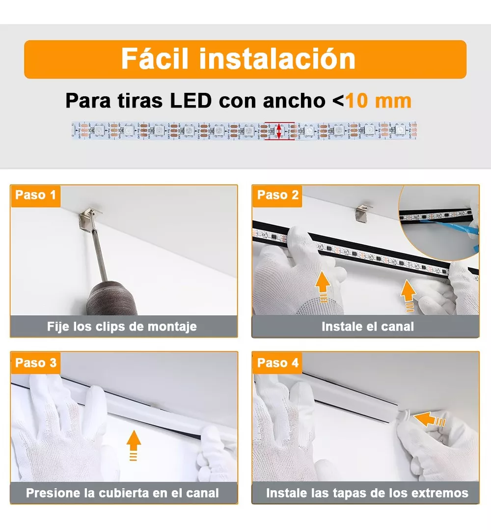 5pcs Perfil De Aluminio Para Tira Led En Casa Oficinas 5m