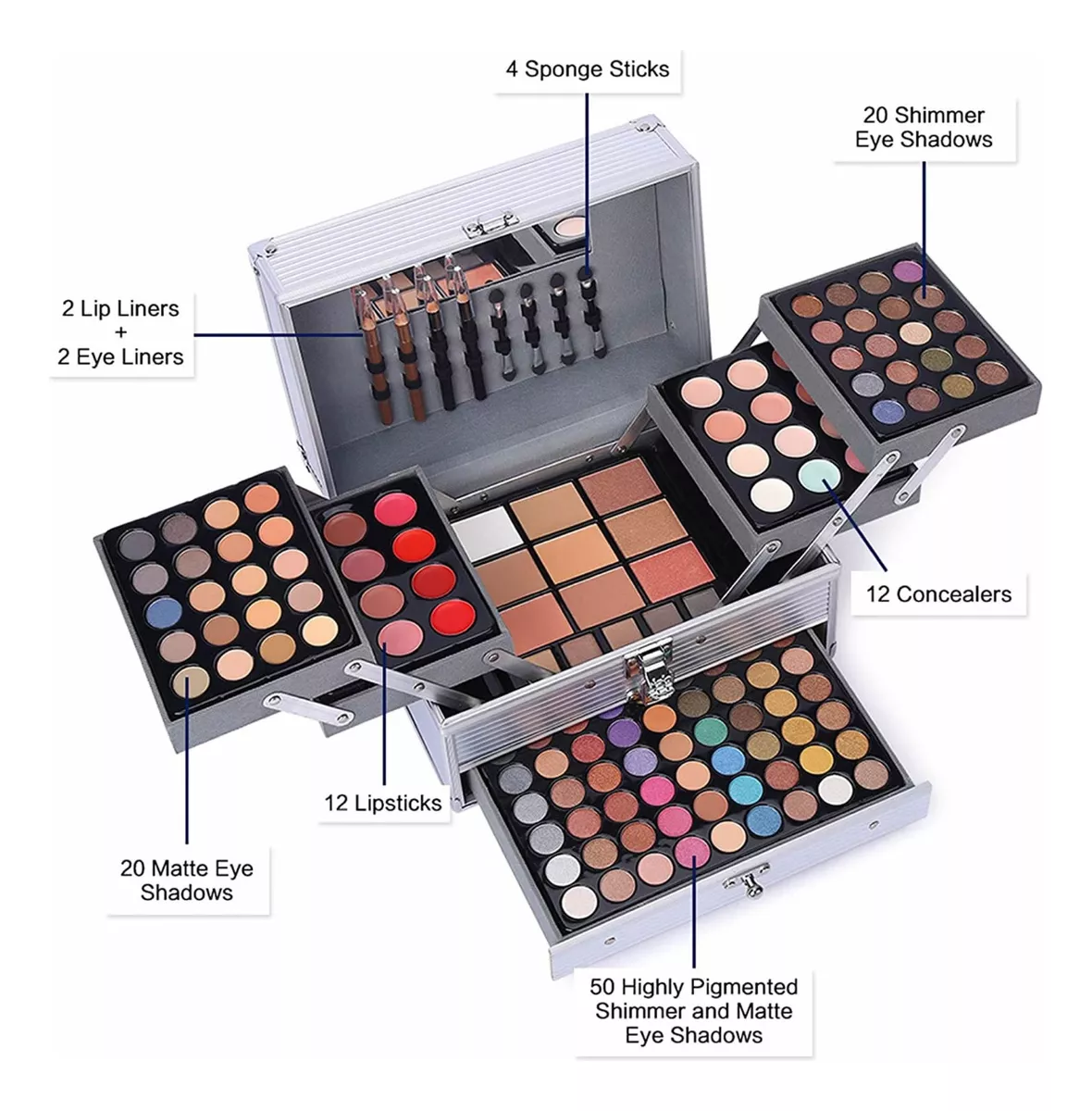 Miss Rose 190-kit De Maquillaje Para Maquillaje, Paleta De