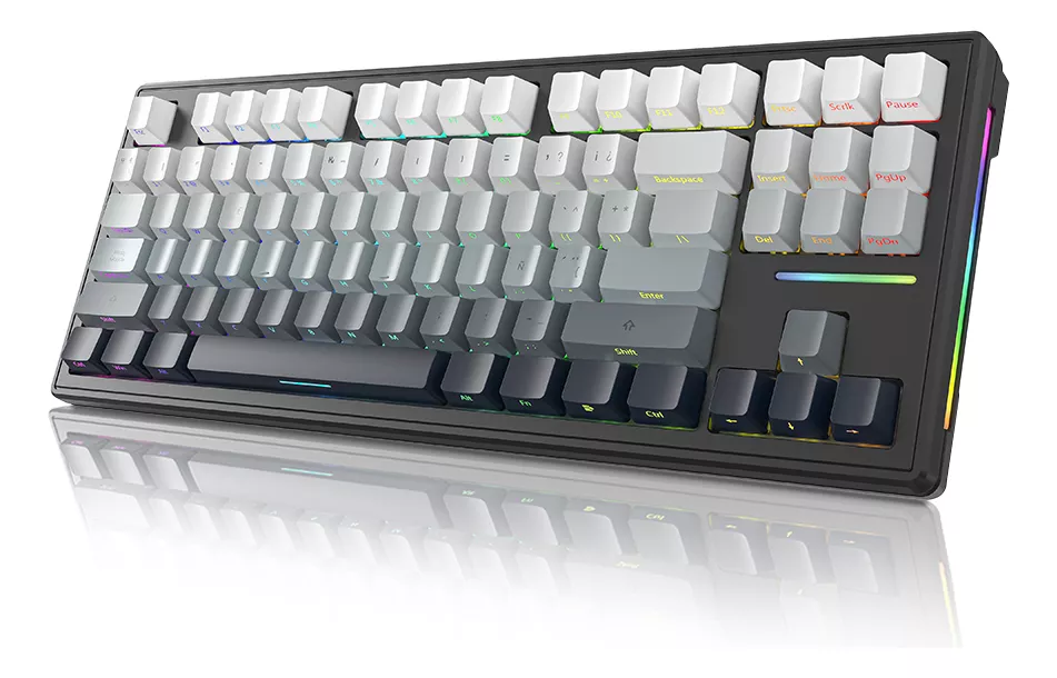 Attack Shark M87 Teclado Mec&aacute;nico Bluetooth Inal&aacute;mbrico De Tres Modos Con Cable Rgb Junta Personalizada Teclado Para Juegos Intercambiable En Caliente Negro