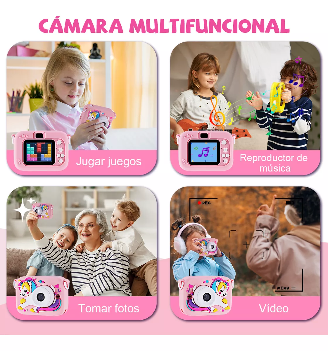 Cámara Digital Niños Video Y Fotos 1080p Doble Lente 9600w
