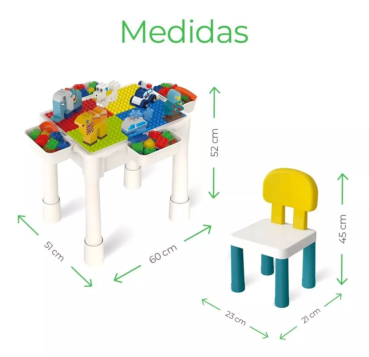 Mesa Didactica Con Juego De Bloques Para Niños Incluye Silla