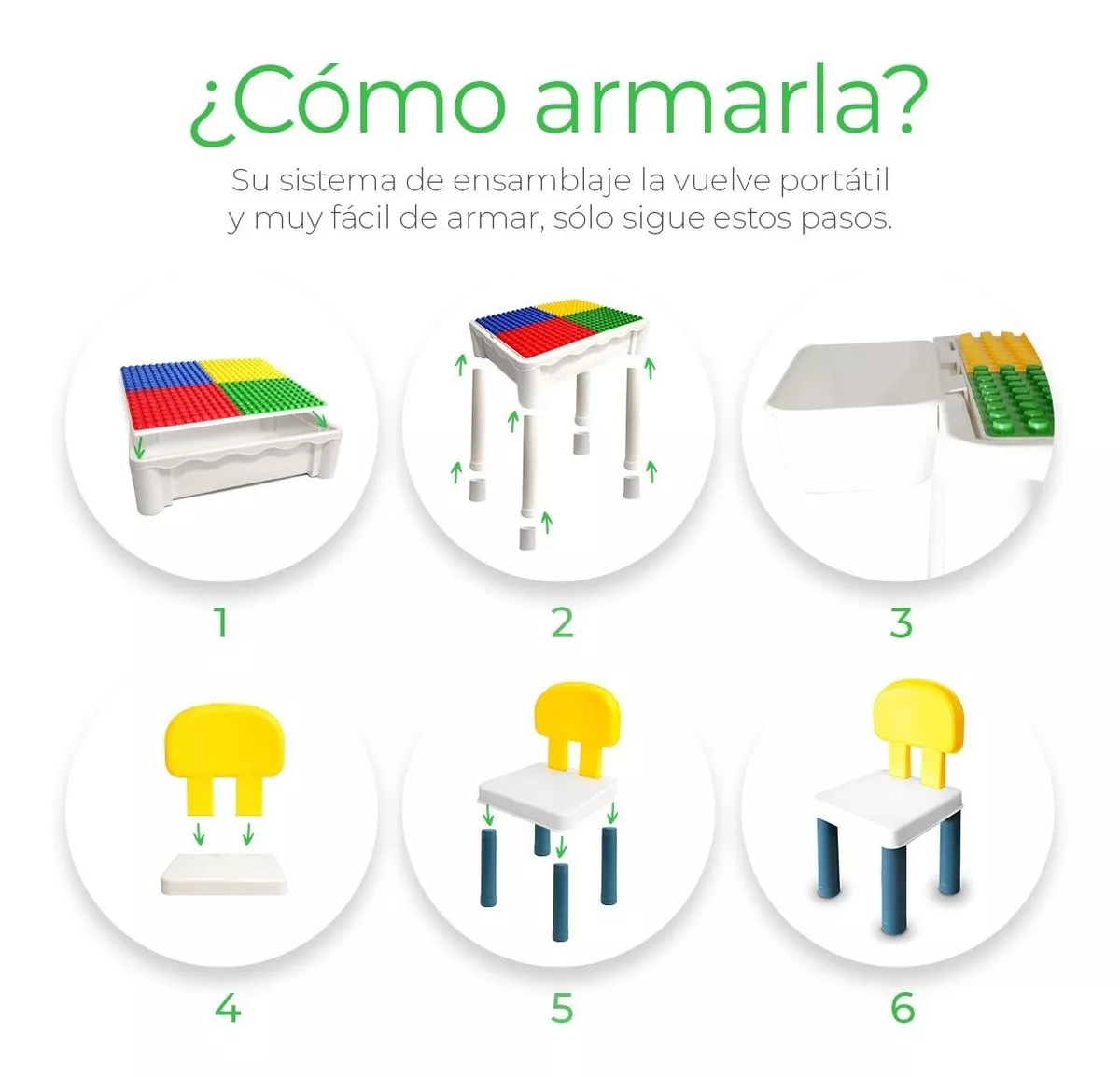 Mesa Didactica Con Juego De Bloques Para Niños Incluye Silla