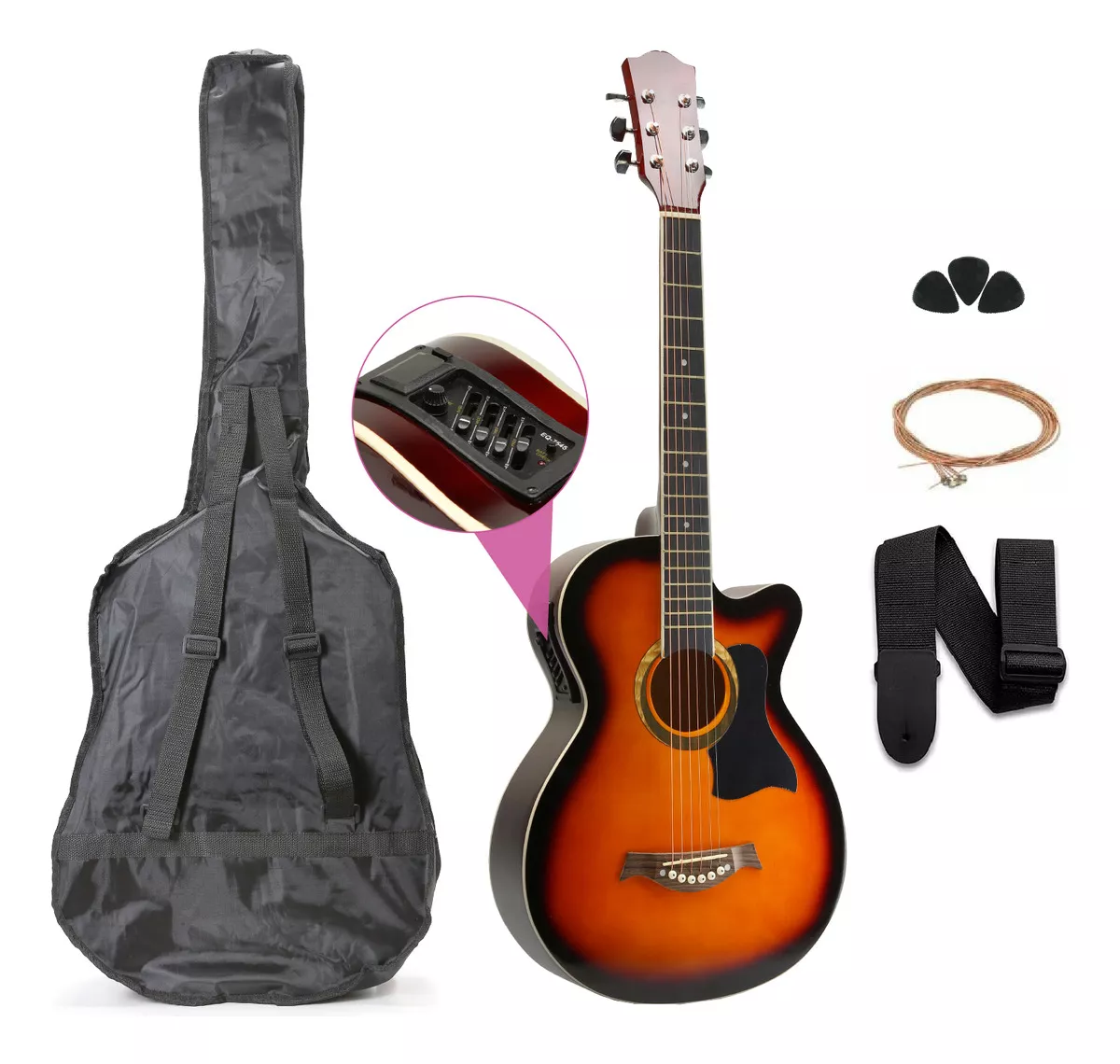 Guitarra Electroacústica Femmto EAG003 Para Diestros Azul Arce Brillante