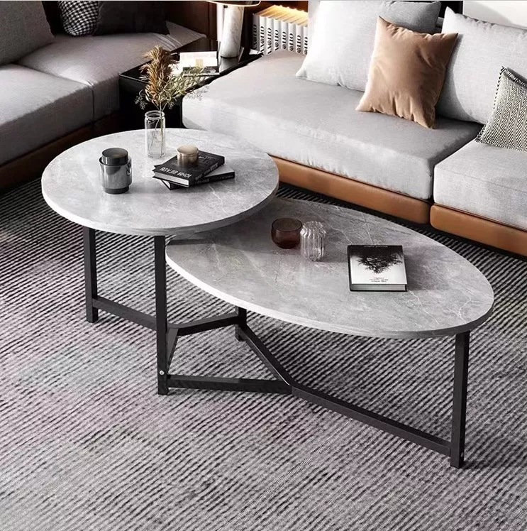 Juego De Mesas De Centro Minimalistas Para Sala Runa color Gris