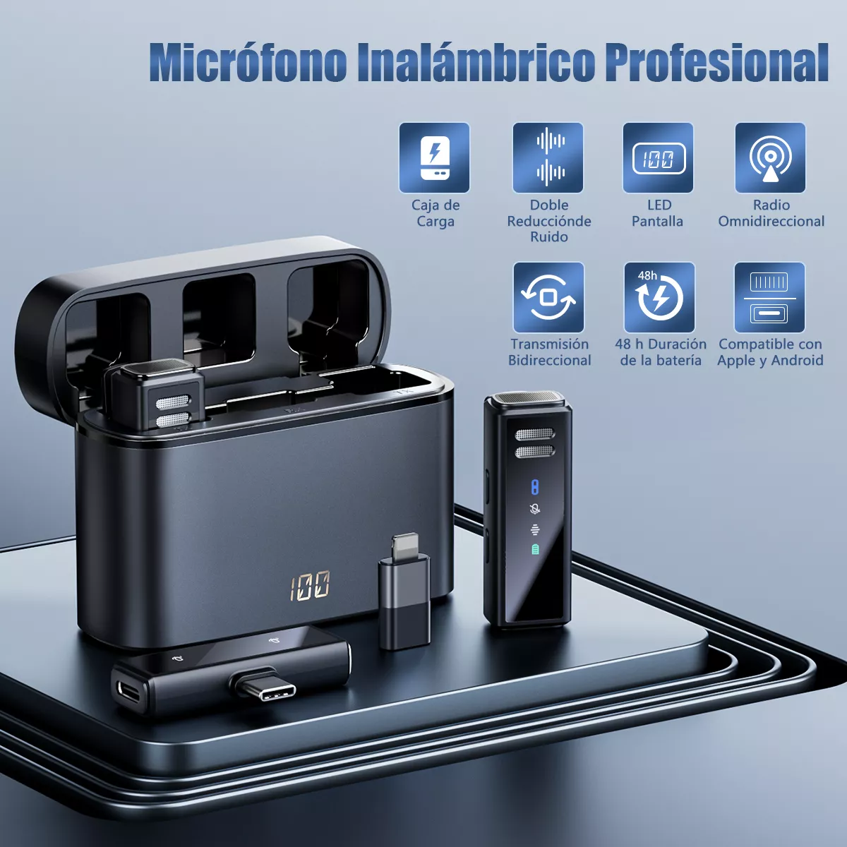 Micrófono Inalámbrico Lavalier Solapa Para iPhone Y Android