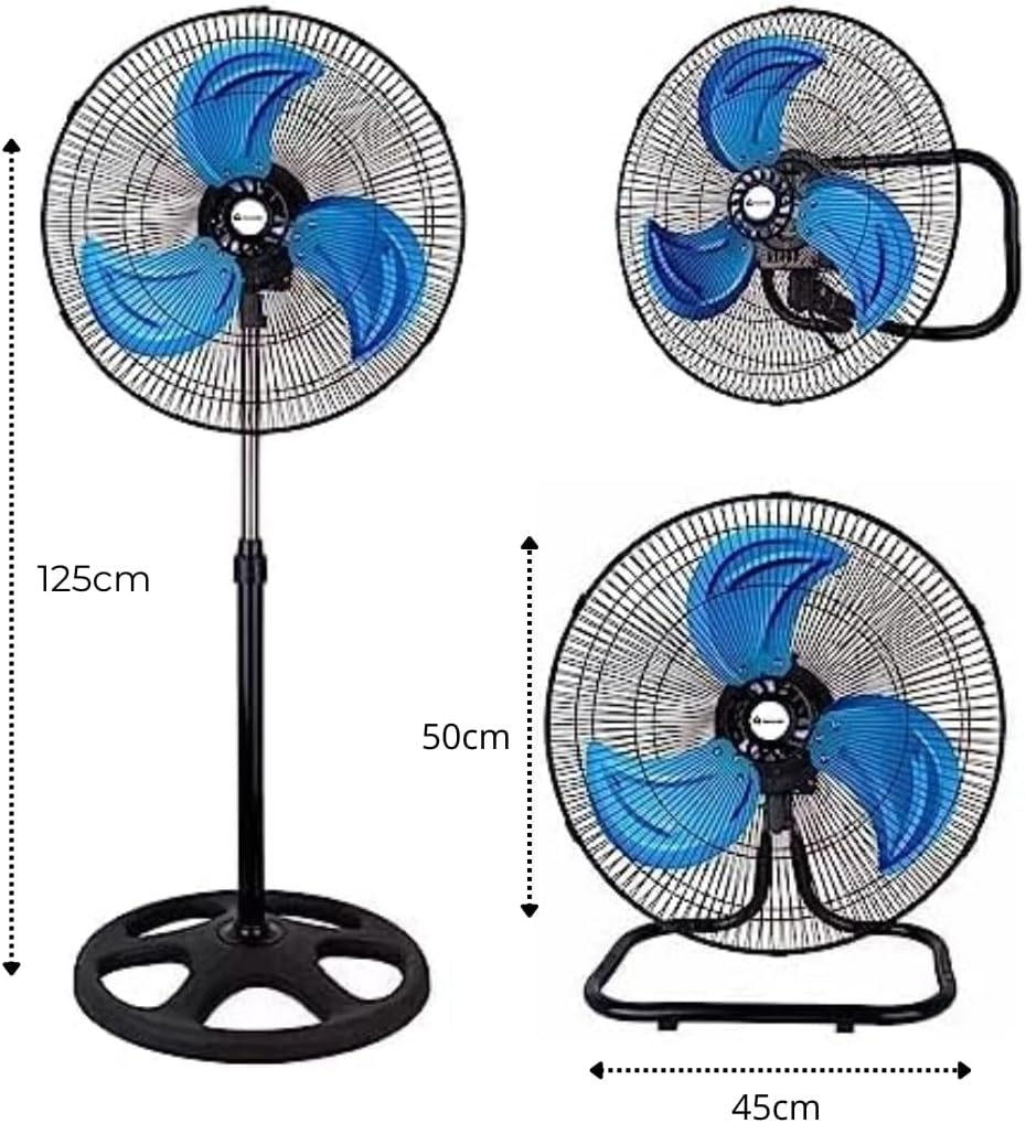 Ventilador 3 en 1, Ventilador de Pedestal, Ventilador de Escritorio, Ventilador de Pared, Ventilador Portatil con Altura Ajustable de 18 pulgadas de 3 Velocidades, Para y Oficina